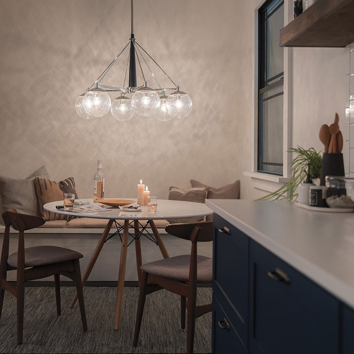 Marilyn Six Light Chandelier in Polished Nickel & Matt Black