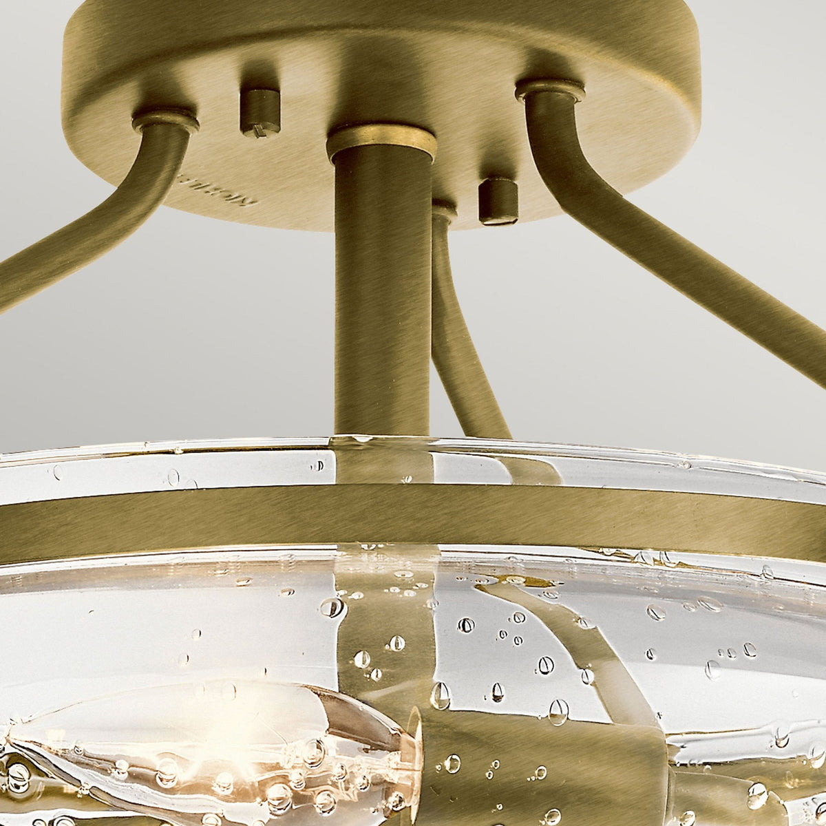 Belle Three Light Semi-Flush Ceiling Light in Brushed Natural Brass