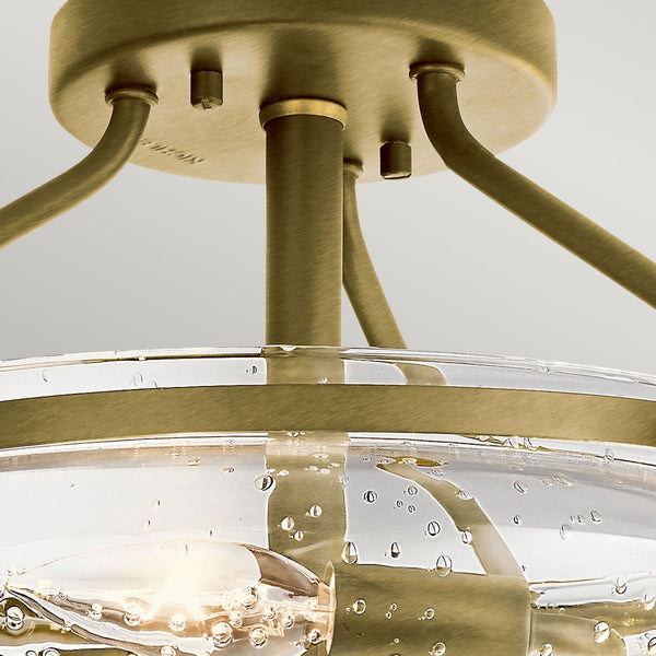 Belle Three Light Semi-Flush Ceiling Light in Brushed Natural Brass