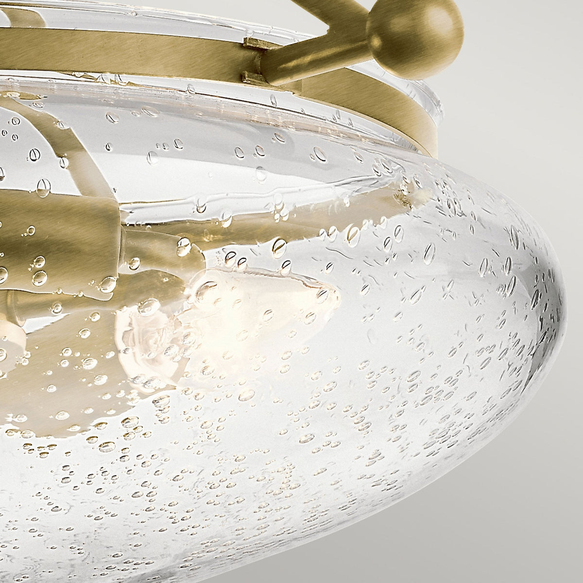 Belle Three Light Semi-Flush Ceiling Light in Brushed Natural Brass