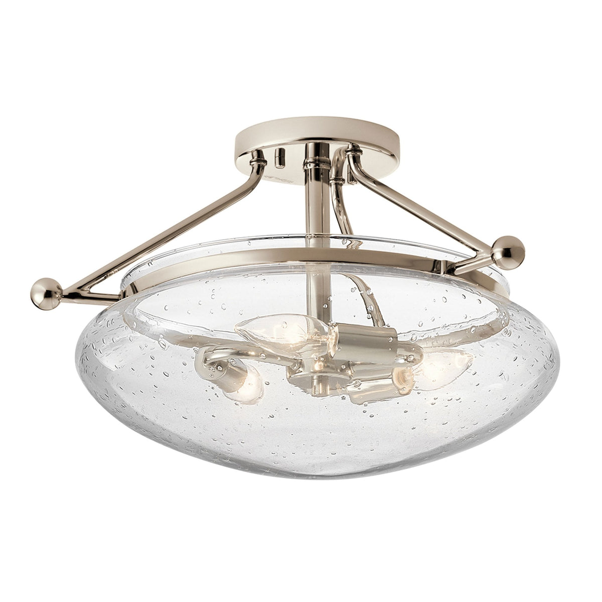Belle Three Light Semi-Flush Ceiling Light in Polished Nickel