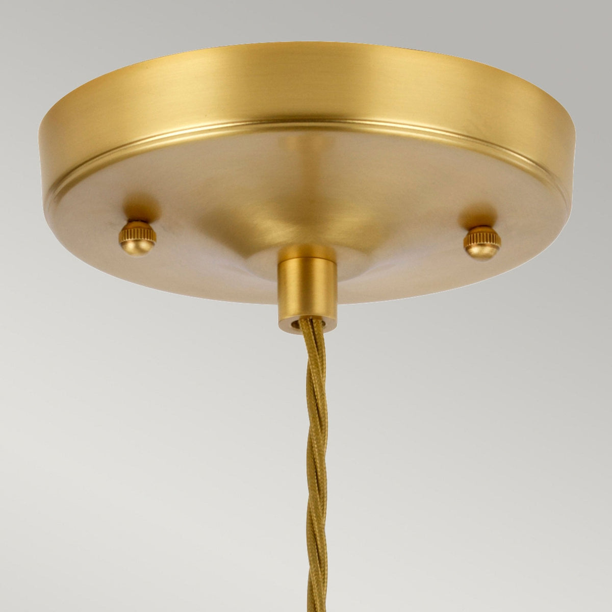 Tiber Single Pendant in Brushed Brass with Amber Glass