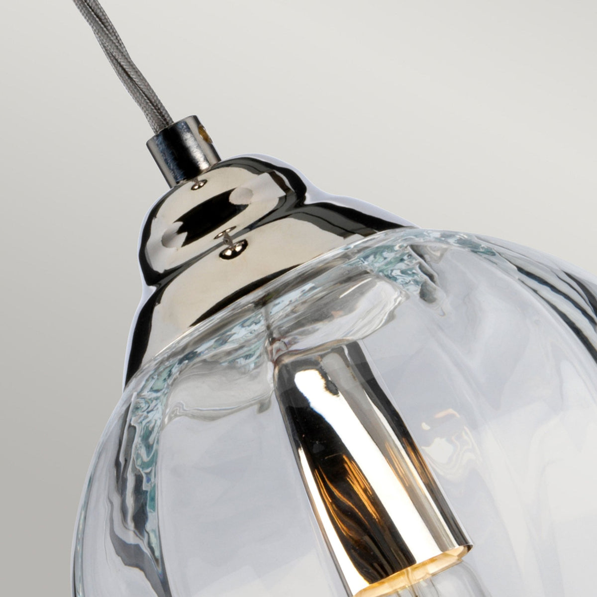 Tiber Single Pendant in Polished Nickel with Clear Glass