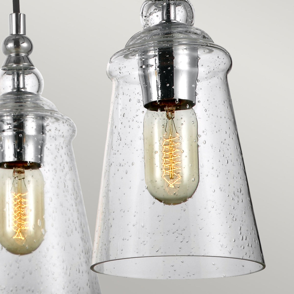 Loras Five Light Chandelier in Polished Chrome with Seeded Clear Glass