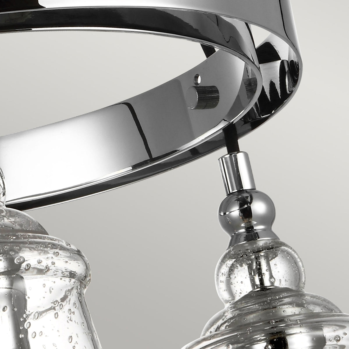 Loras Three Light Chandelier in Polished Chrome with Seeded Clear Glass