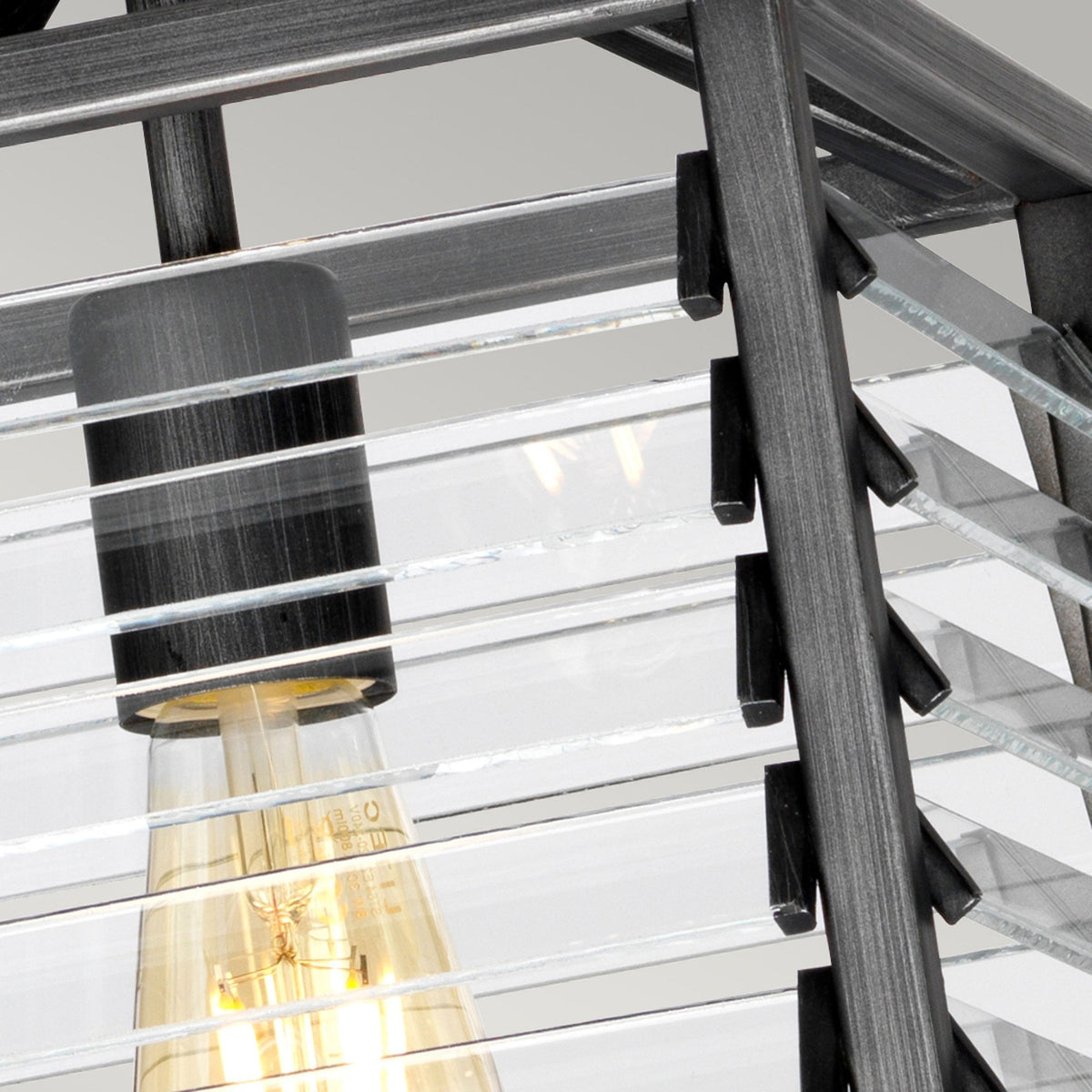 Louvre Single Lamp Pendant in a Gunmetal Finish
