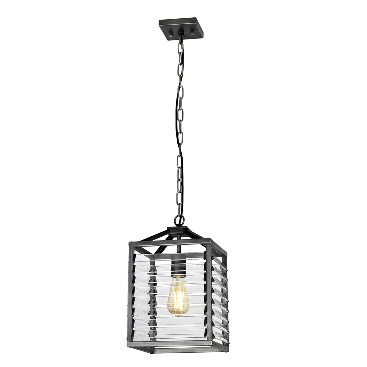 Louvre Single Lamp Pendant in a Gunmetal Finish