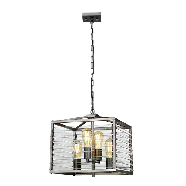 Louvre Four Lamp Pendant in a Gunmetal Finish