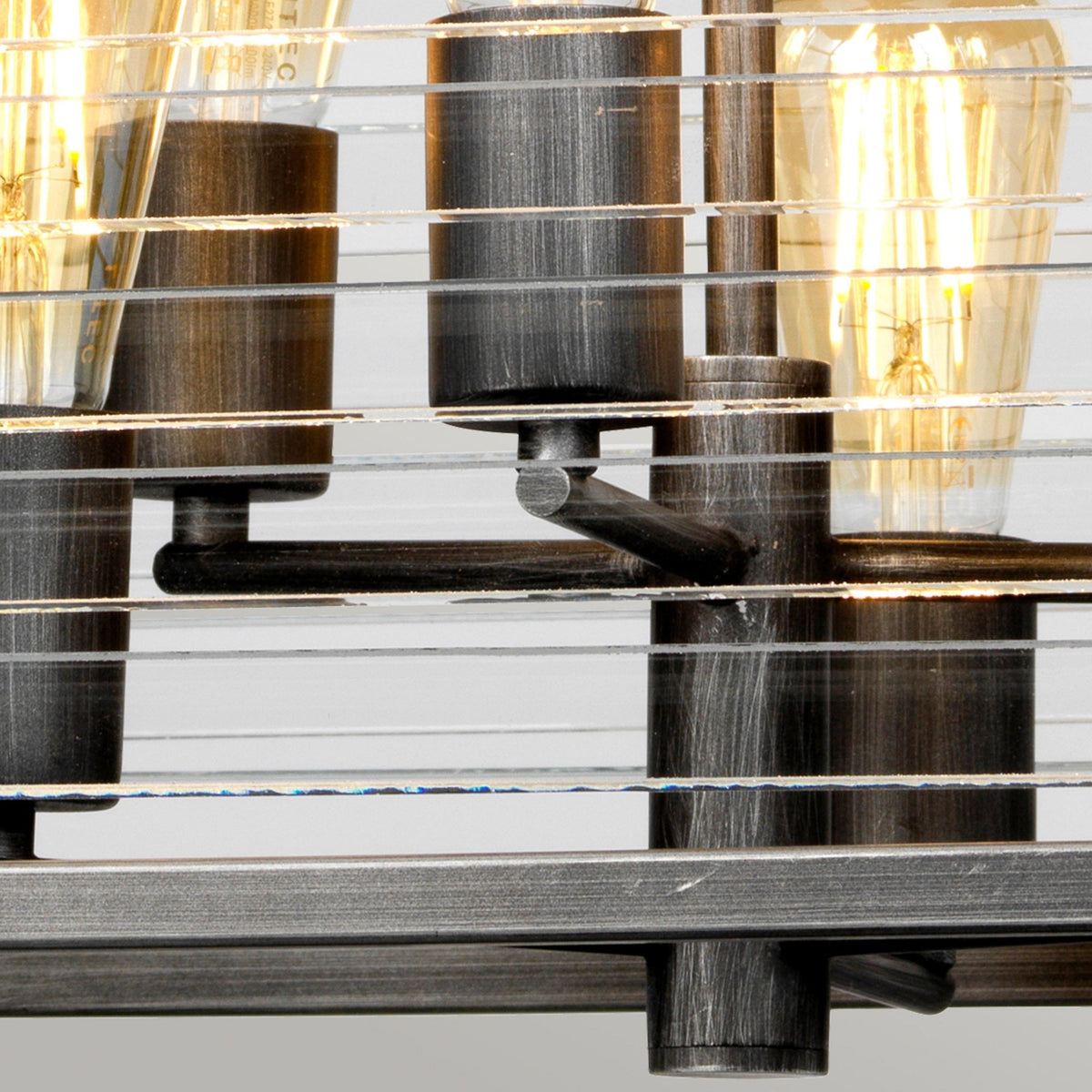 Louvre Six Lamp Pendant in a Gunmetal Finish