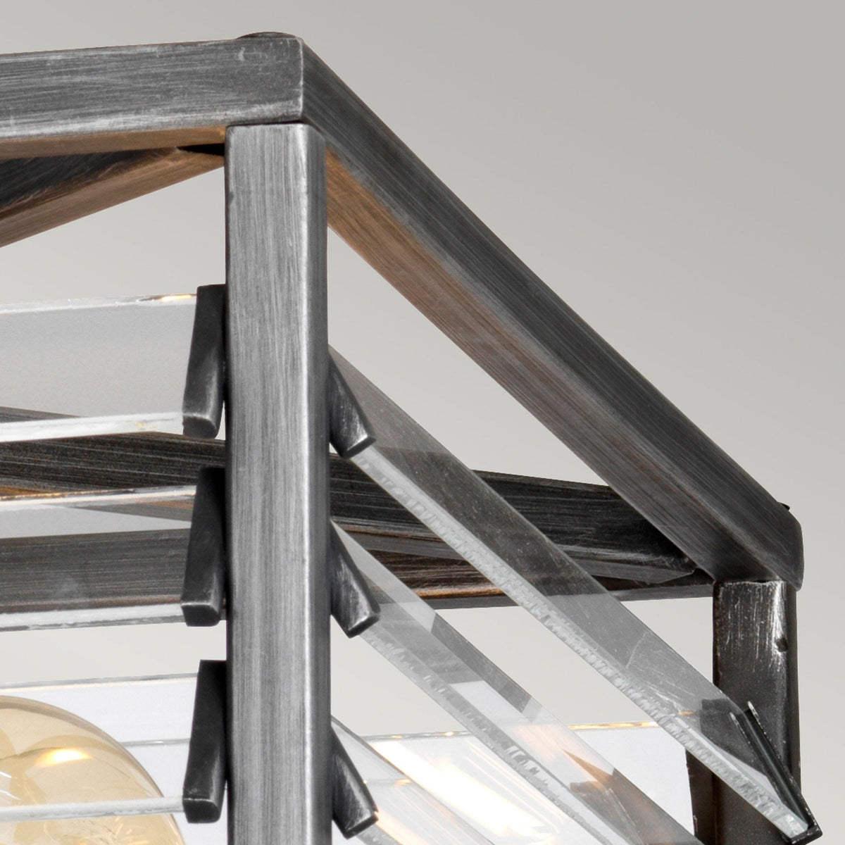 Louvre Four Lamp Flush Mount Ceiling Light in a Gunmetal Finish