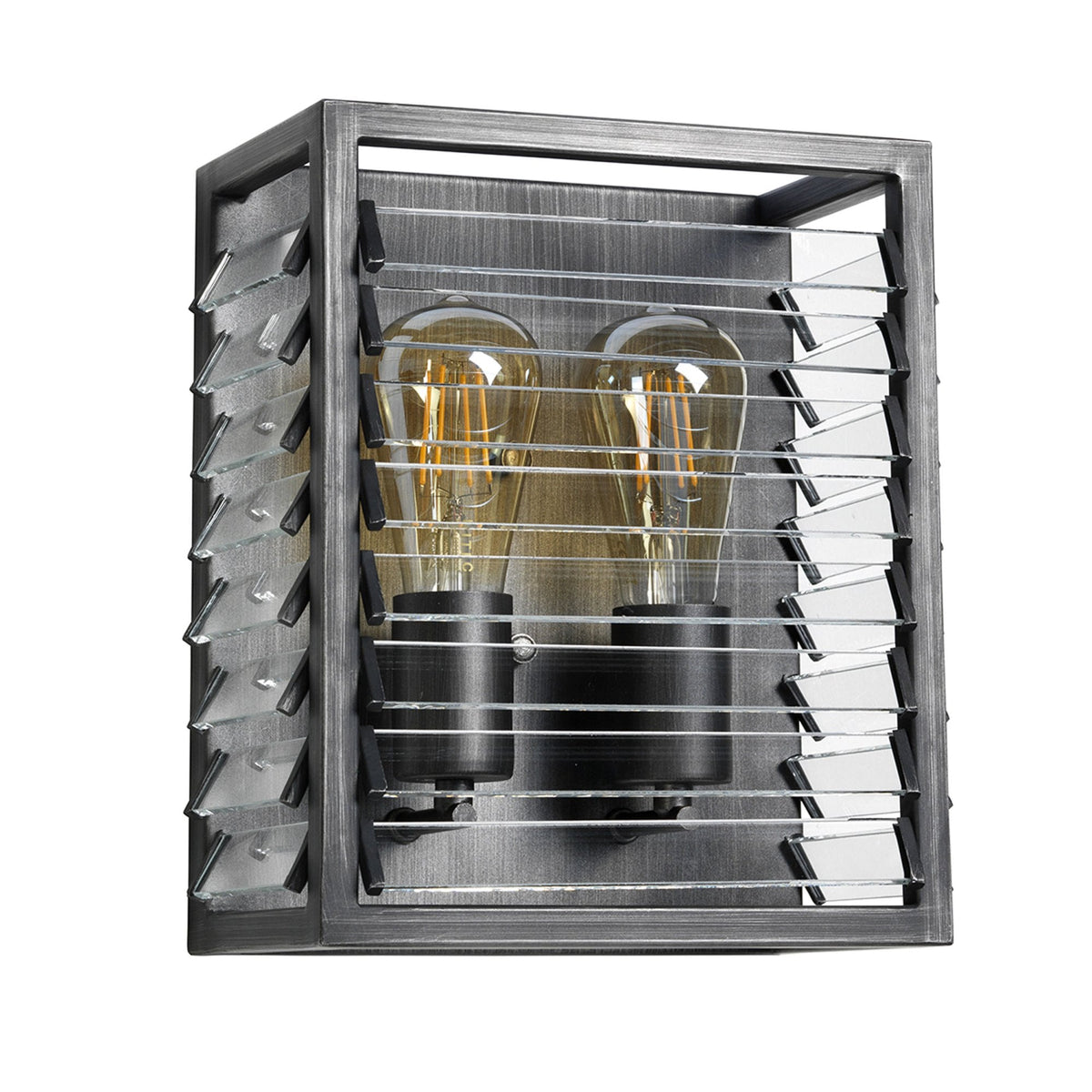 Louvre Two Lamp Wall Light in a Gunmetal Finish