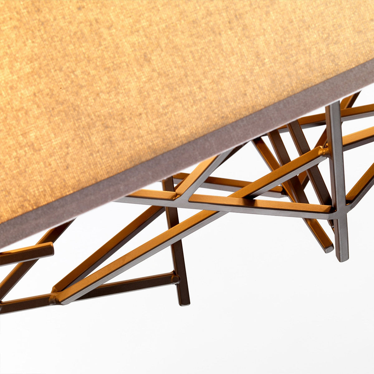 Taiko Five Lamp Linear Pendant in Old Bronze & Oatmeal Shade