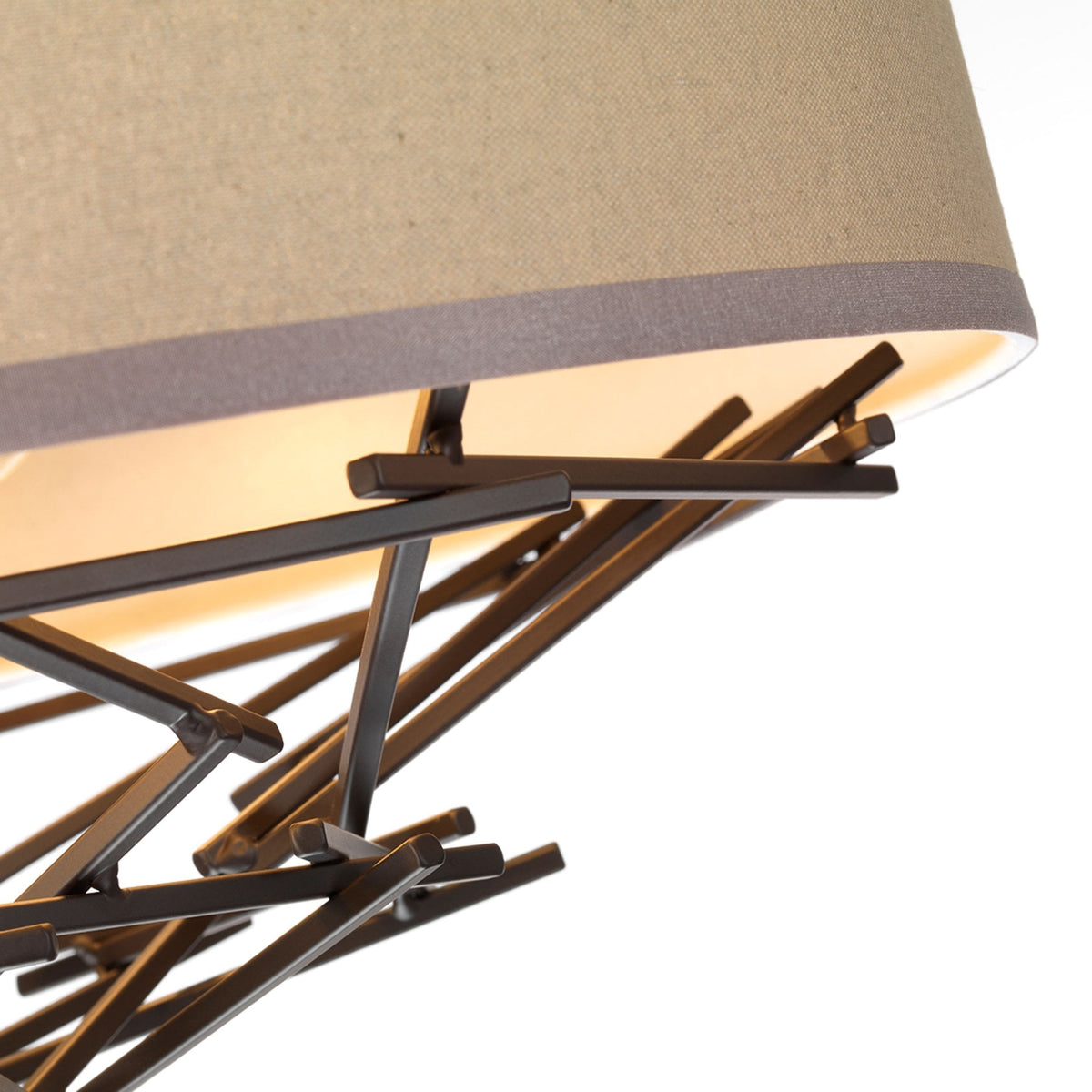 Taiko Four Lamp Pendant in Old Bronze & Oatmeal Shade