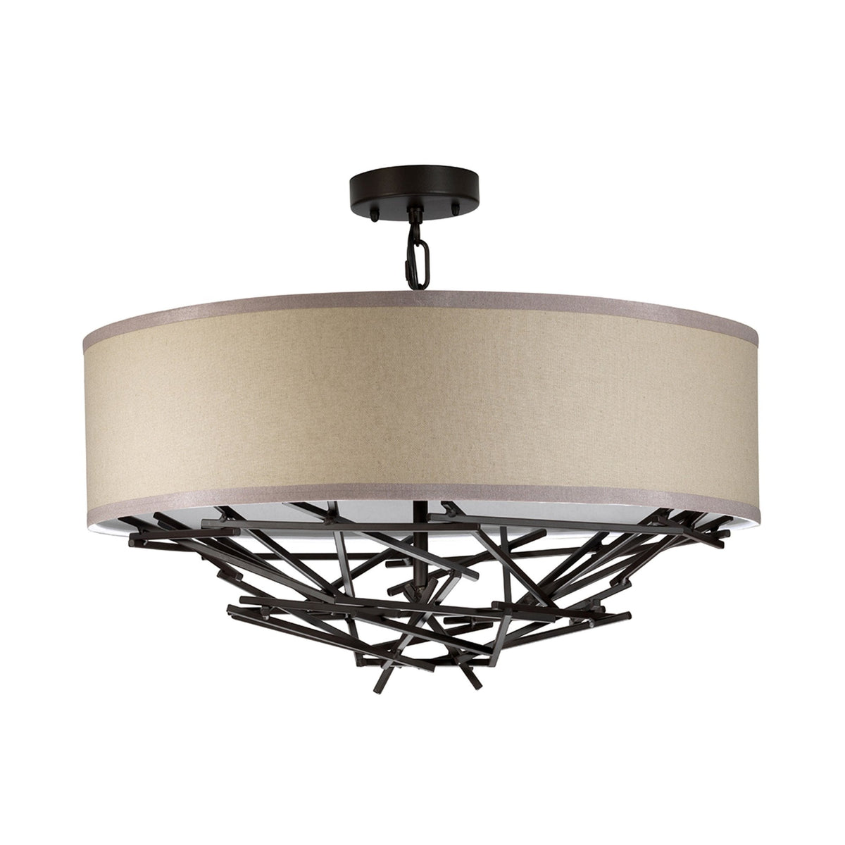 Taiko Four Lamp Pendant in Old Bronze & Oatmeal Shade