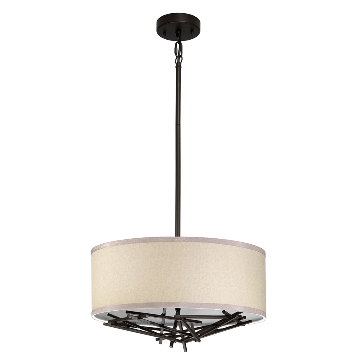 Taiko Three Lamp Pendant in Old Bronze & Oatmeal Shade