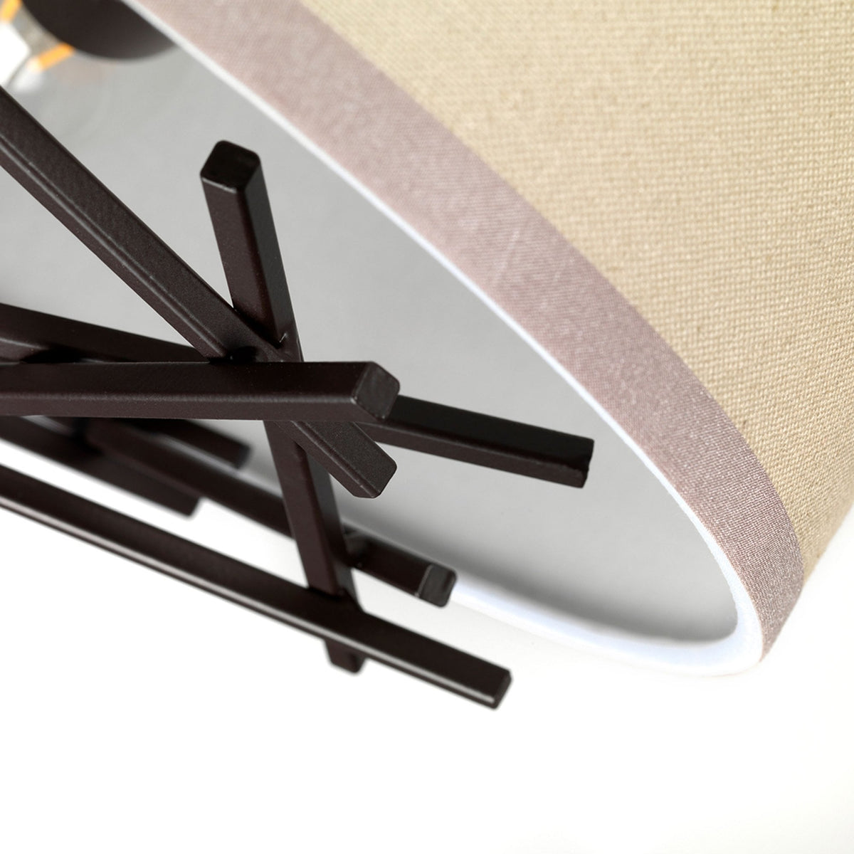 Taiko Three Lamp Pendant in Old Bronze & Oatmeal Shade