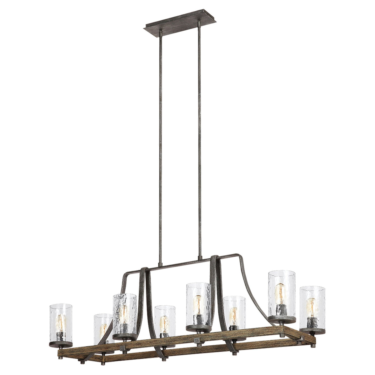 Angelo Eight Lamp Linear Pendant with Distressed Weather Oak