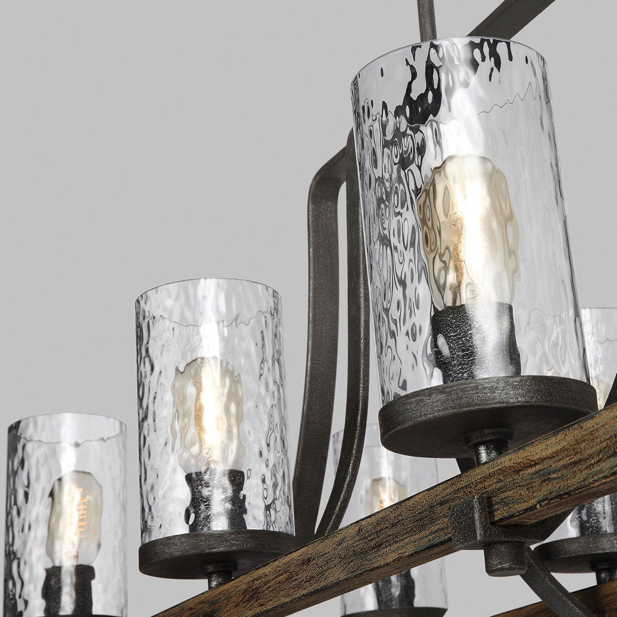 Angelo Eight Lamp Linear Pendant with Distressed Weather Oak