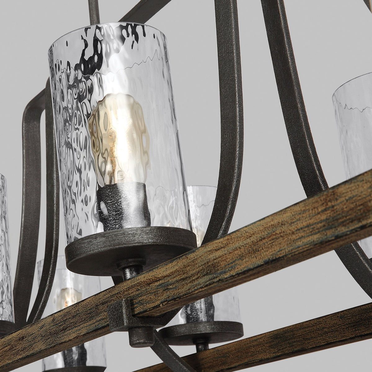 Angelo Eight Lamp Linear Pendant with Distressed Weather Oak