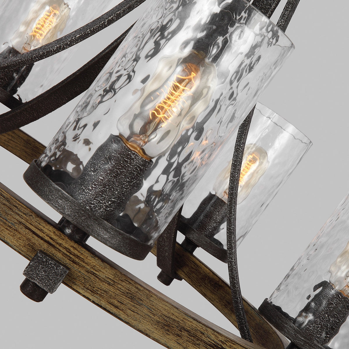 Angelo Five Lamp Chandelier with Distressed Weather Oak