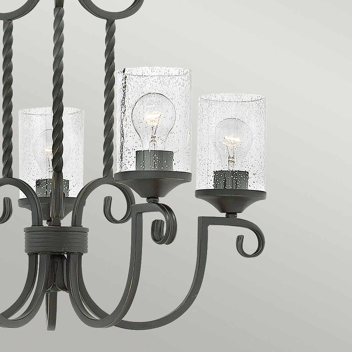 Casa Five Light Chandelier in Olde Black with Seeded Clear Glass