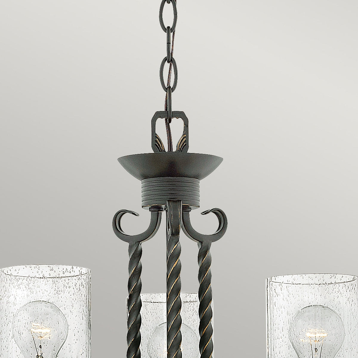 Casa Three Light Chandelier in Olde Black with Seeded Clear Glass