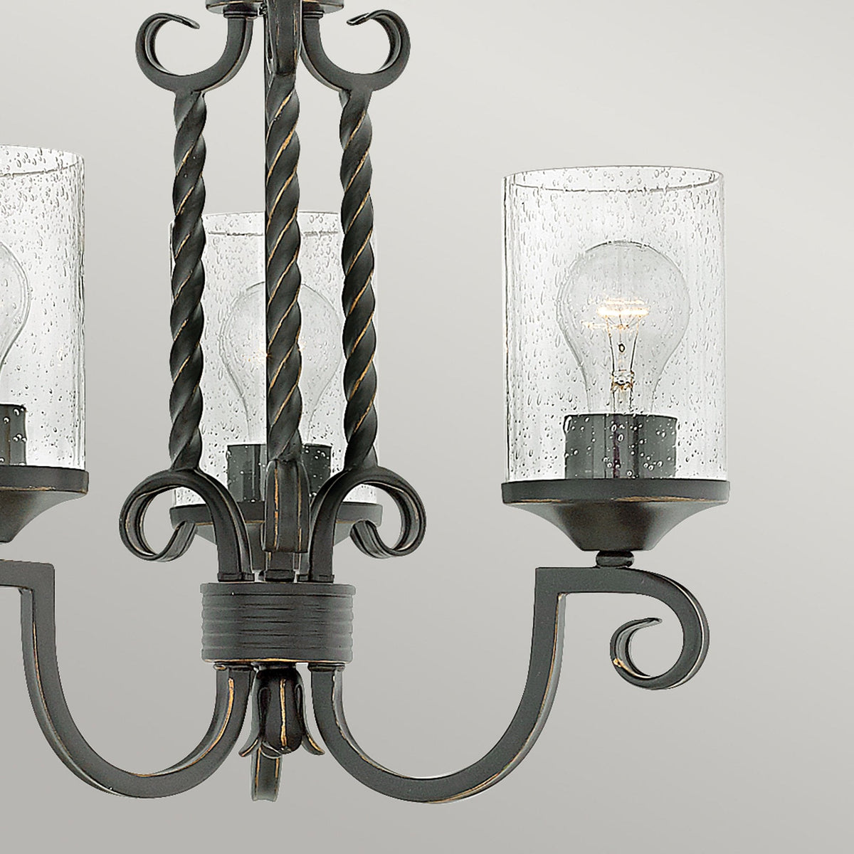 Casa Three Light Chandelier in Olde Black with Seeded Clear Glass