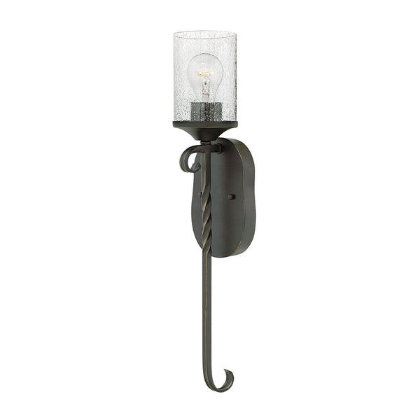 Casa Single Wall Light in Olde Black with Seeded Clear Glass