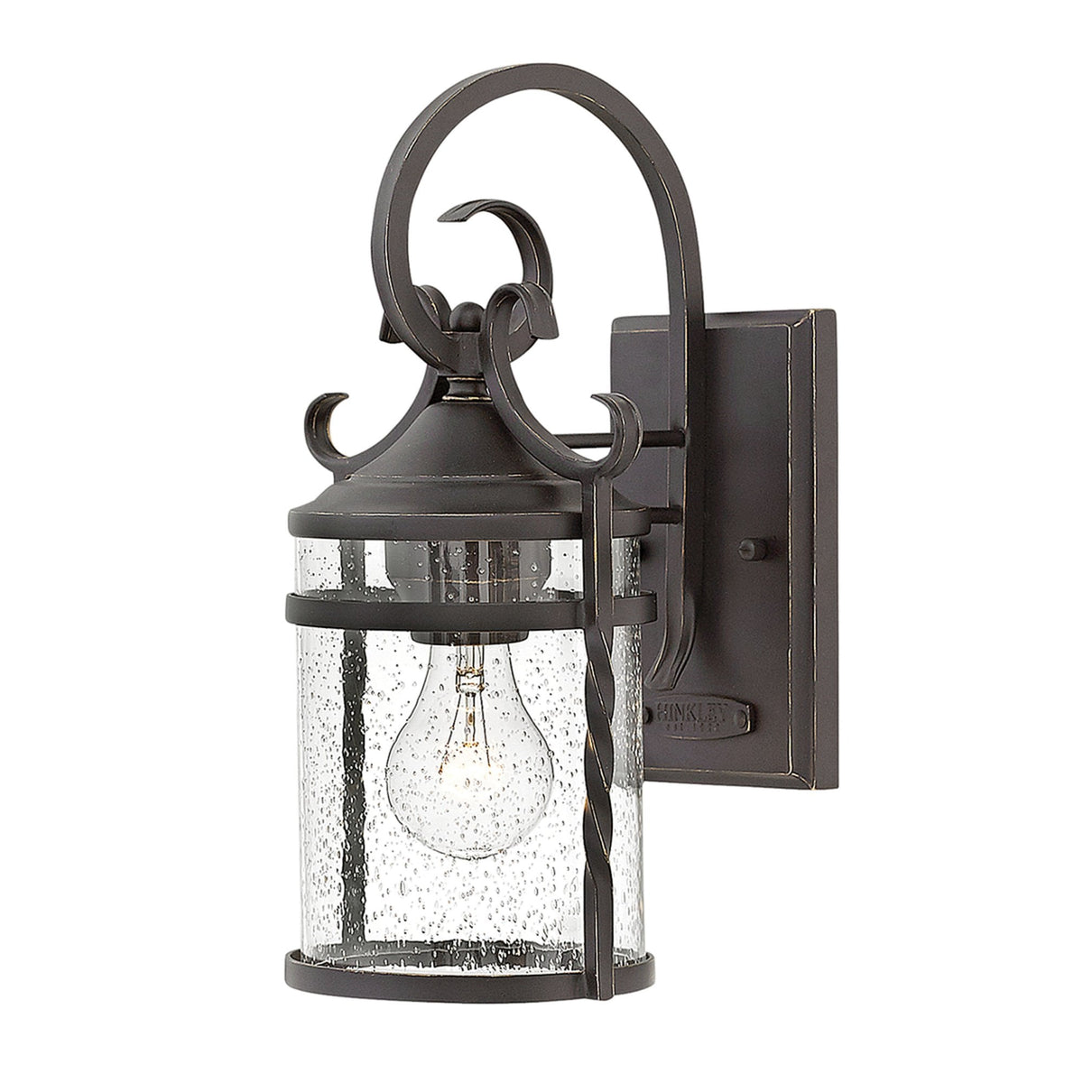 Casa IP44 Exterior Small Wall Light in Olde Black with Clear Seeded Glass