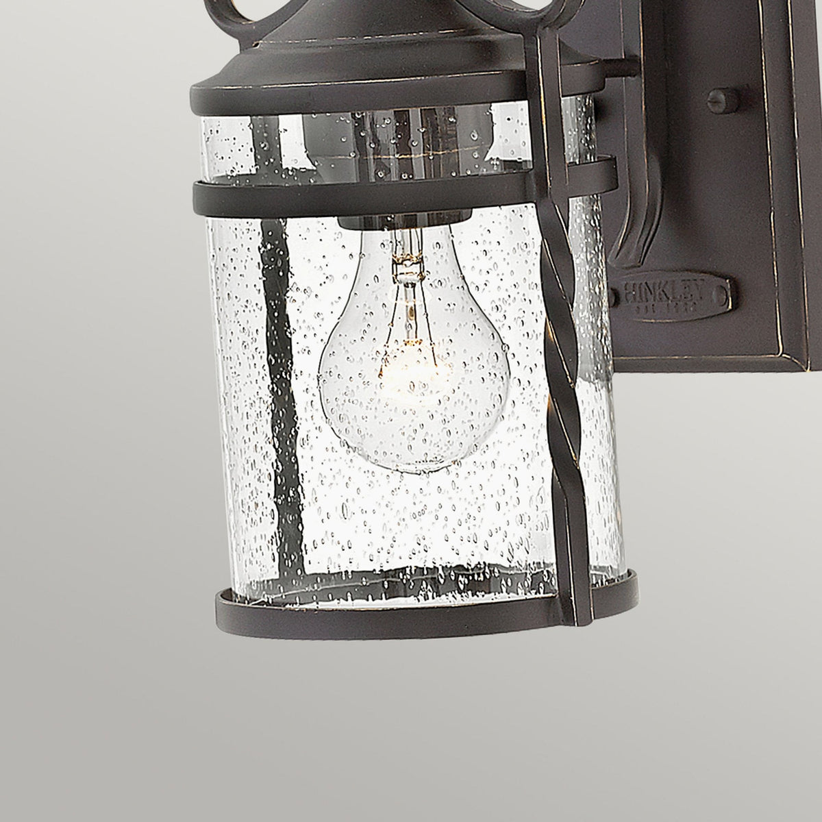 Casa IP44 Exterior Small Wall Light in Olde Black with Clear Seeded Glass