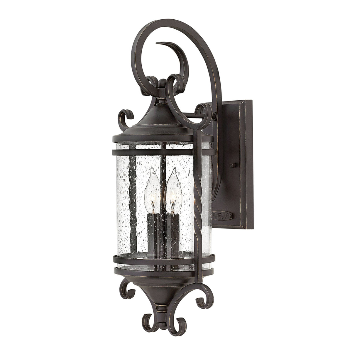 Casa IP44 Exterior Medium Wall Light in Olde Black with Clear Seeded Glass