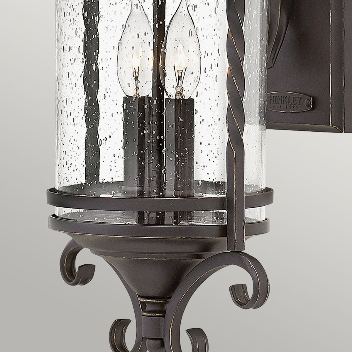 Casa IP44 Exterior Medium Wall Light in Olde Black with Clear Seeded Glass
