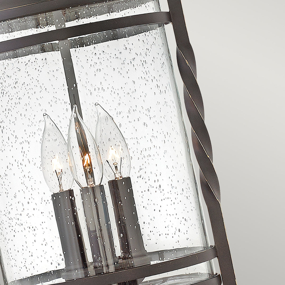 Casa IP44 Exterior Chain Lantern in Olde Black with Clear Seeded Glass