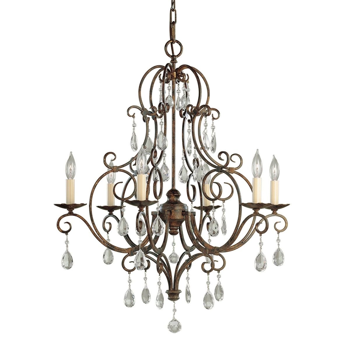 Chateau Six Light Chandelier in Mocha Bronze