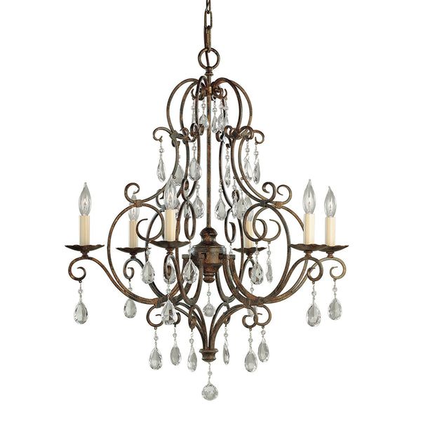 Chateau Six Light Chandelier in Mocha Bronze