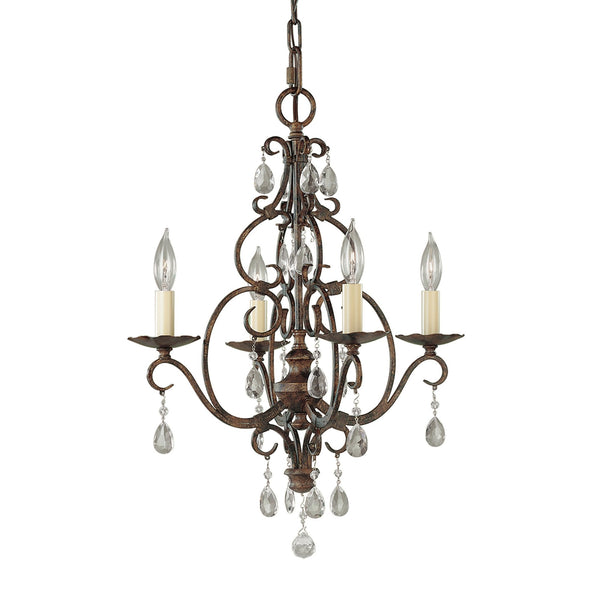 Chateau Four Light Chandelier in Mocha Bronze