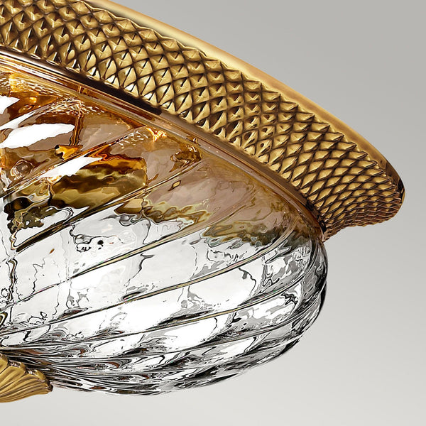 Plantation Large Flush Mount Ceiling Light in Burnished Brass