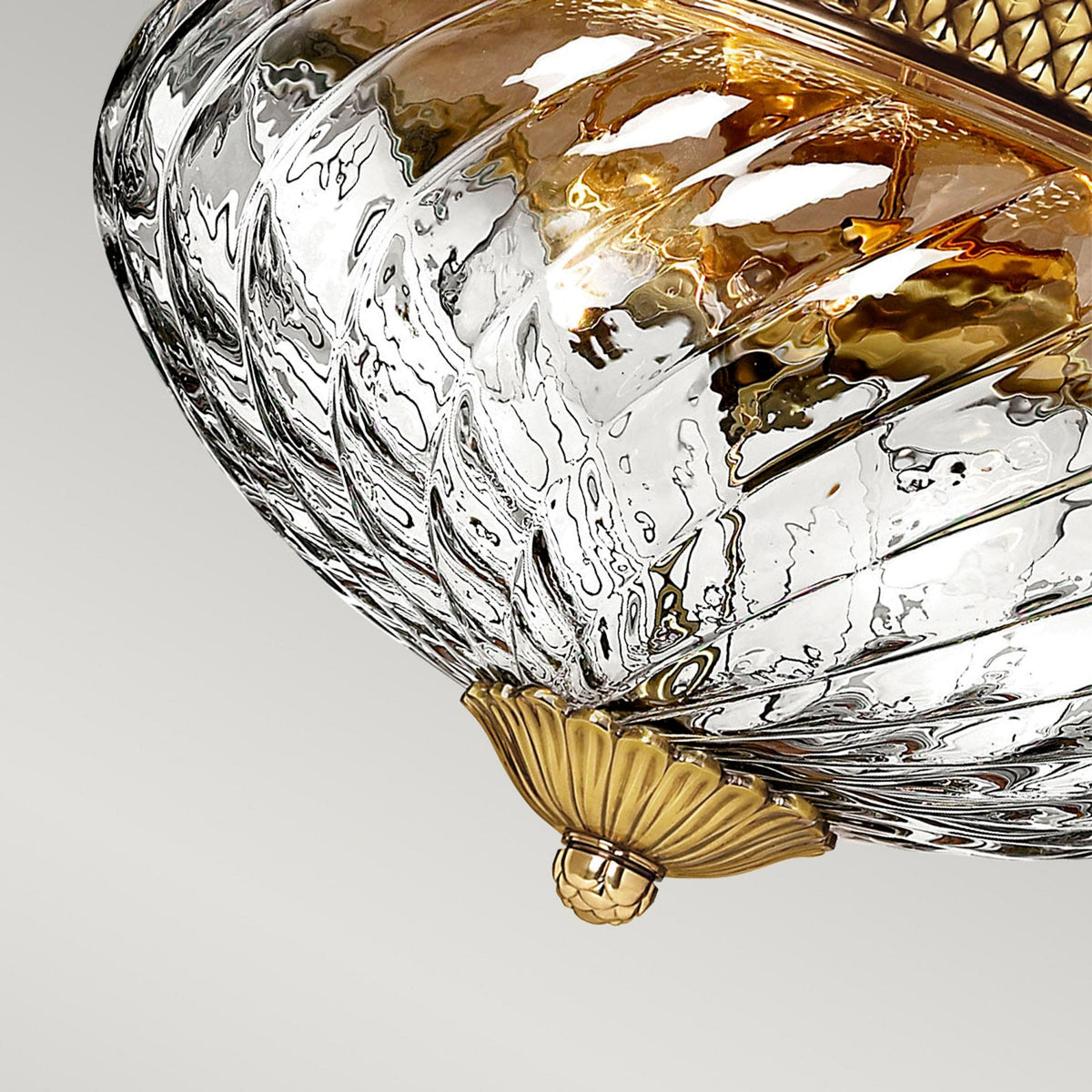 Plantation Large Flush Mount Ceiling Light in Burnished Brass