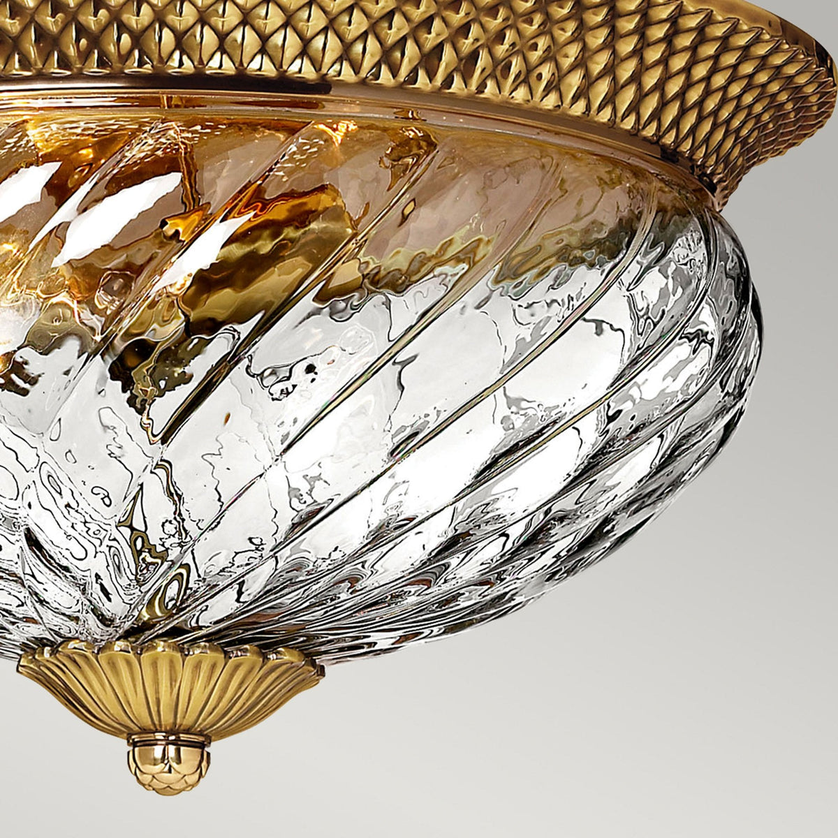 Plantation Large Flush Mount Ceiling Light in Burnished Brass