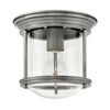 Hadrian Mini IP44 Ceiling Light in Antique Nickel & Clear Glass