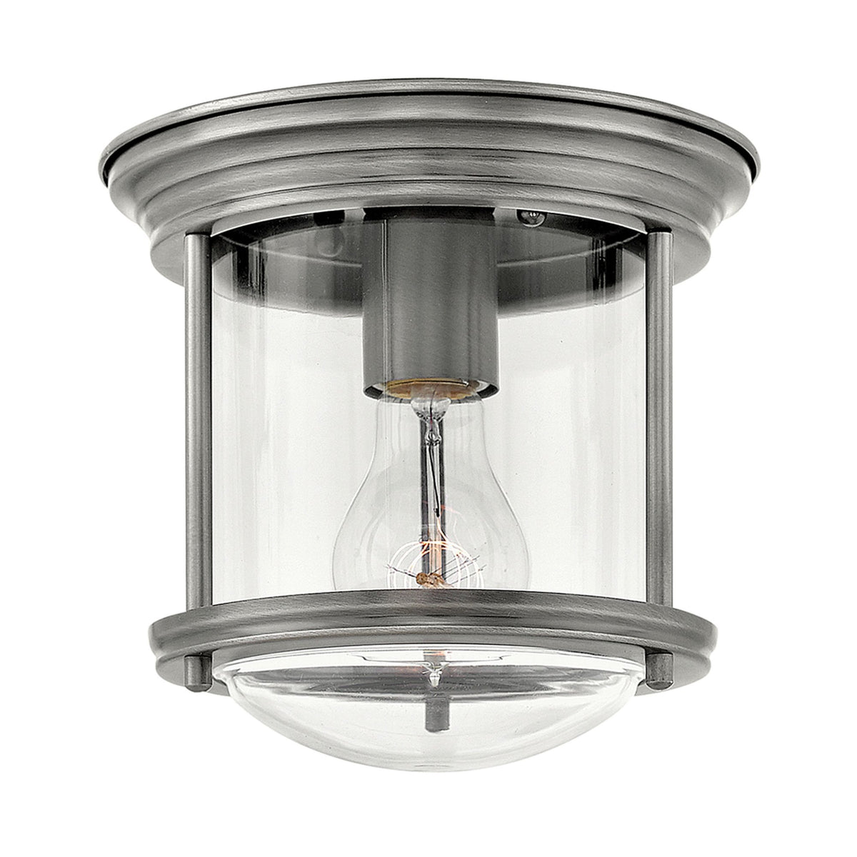 Hadrian Mini IP44 Ceiling Light in Antique Nickel & Clear Glass