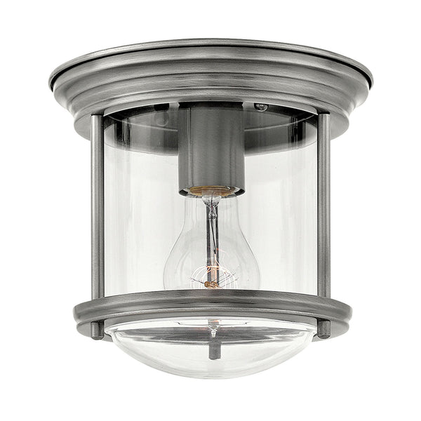 Hadrian Mini IP44 Ceiling Light in Antique Nickel & Clear Glass
