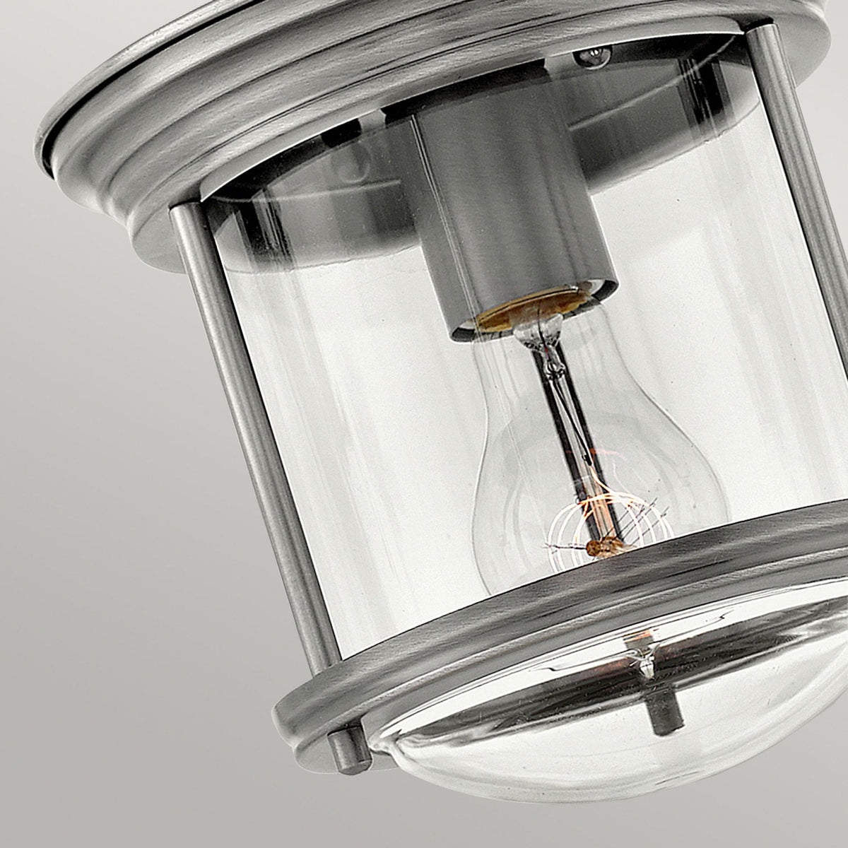 Hadrian Mini IP44 Ceiling Light in Antique Nickel & Clear Glass