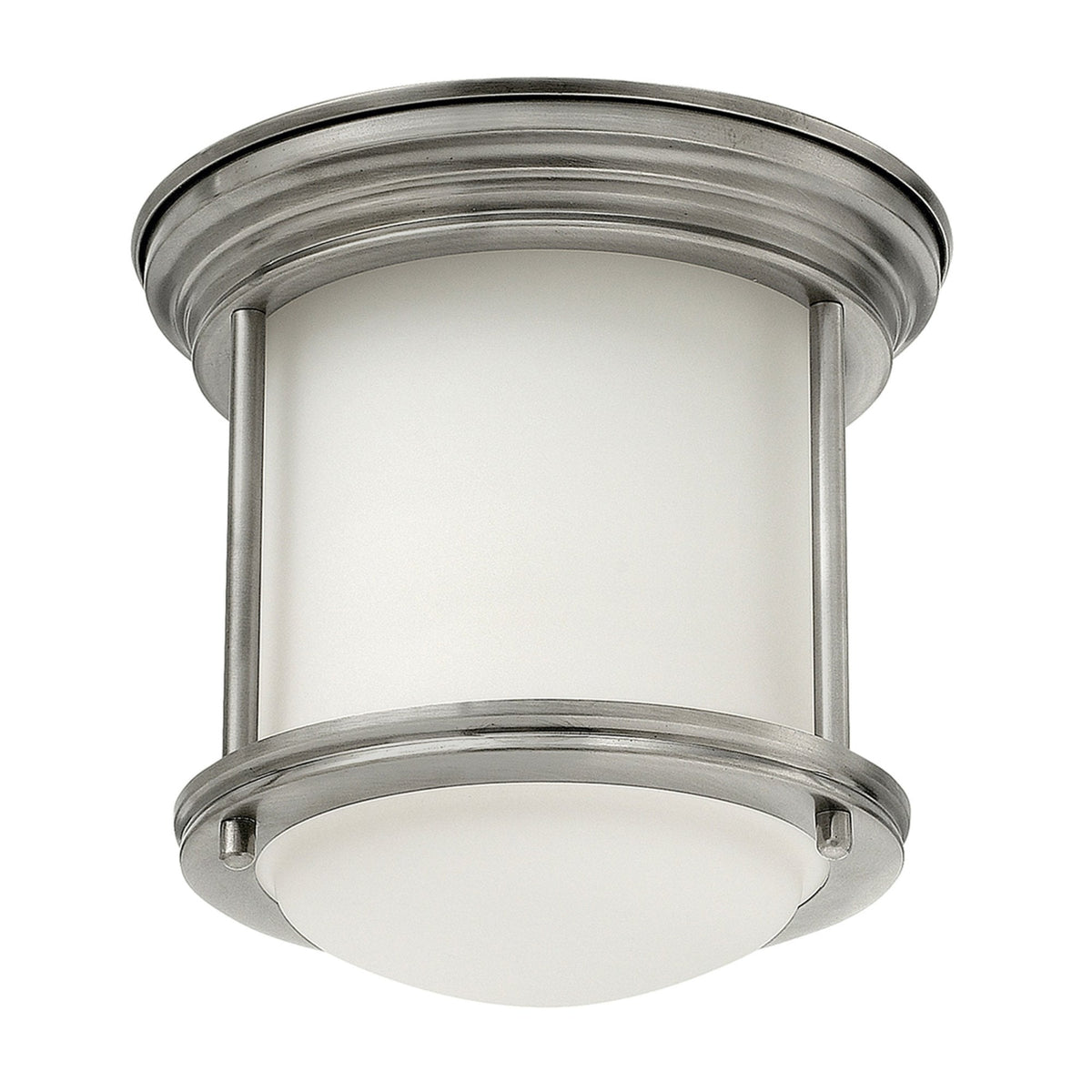 Hadrian Mini IP44 Ceiling Light in Antique Nickel & Opal Glass