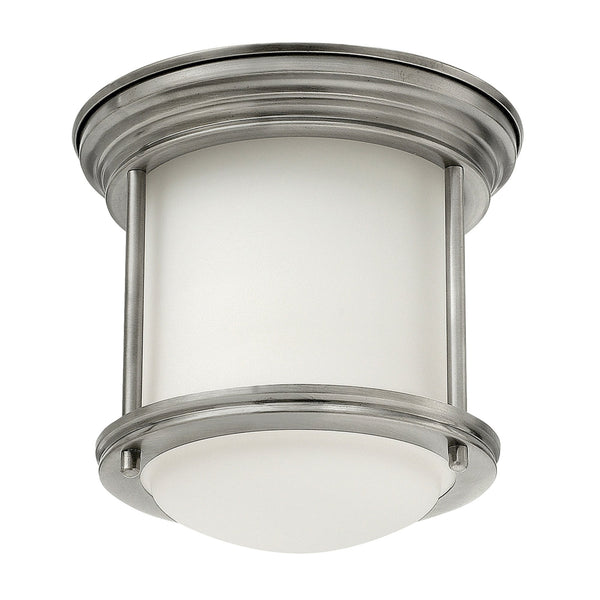 Hadrian Mini IP44 Ceiling Light in Antique Nickel & Opal Glass