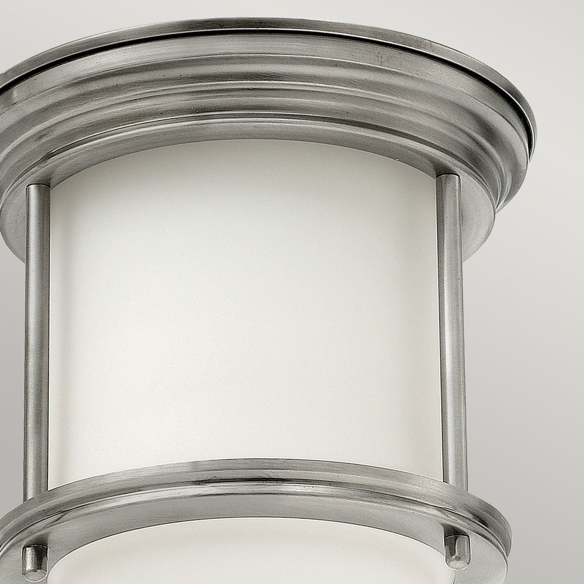 Hadrian Mini IP44 Ceiling Light in Antique Nickel & Opal Glass