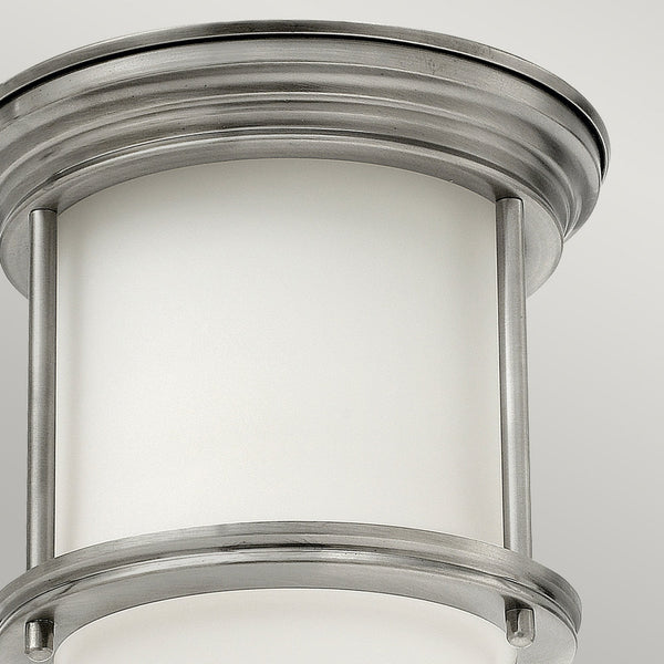 Hadrian Mini IP44 Ceiling Light in Antique Nickel & Opal Glass