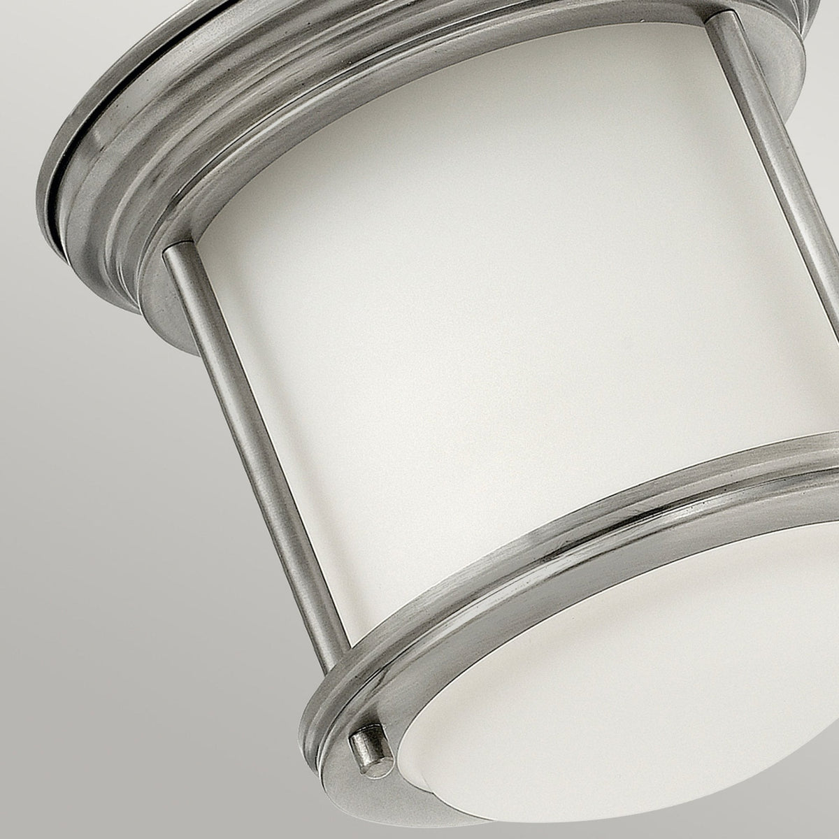 Hadrian Mini IP44 Ceiling Light in Antique Nickel & Opal Glass