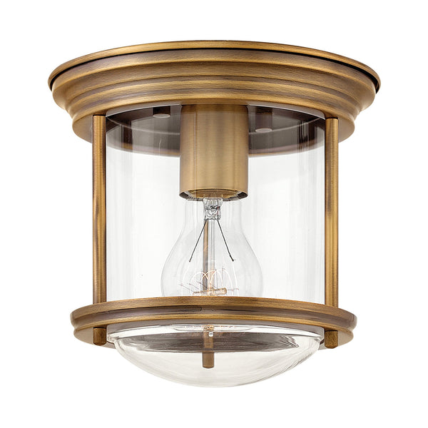 Hadrian Mini IP44 Ceiling Light in Brushed Bronze & Clear Glass