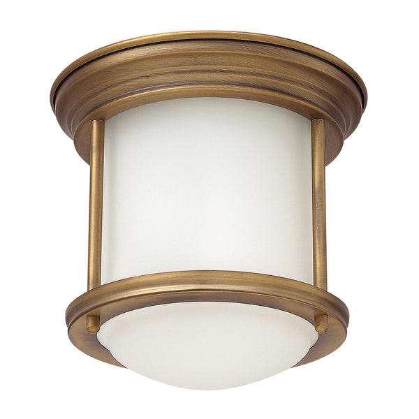 Hadrian Mini IP44 Ceiling Light in Brushed Bronze & Opal Glass